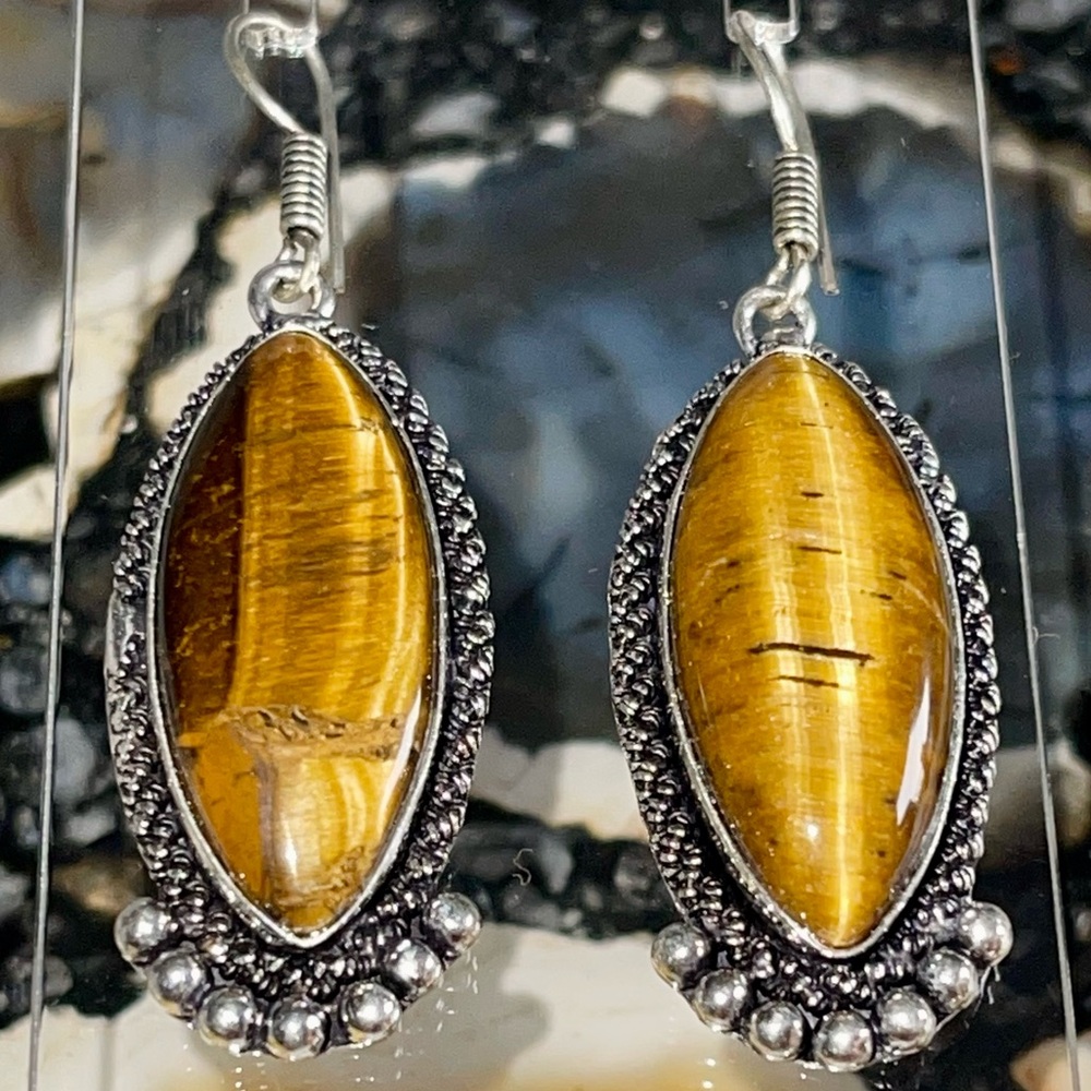 Golden Tigereye Earrings 2 1/4”